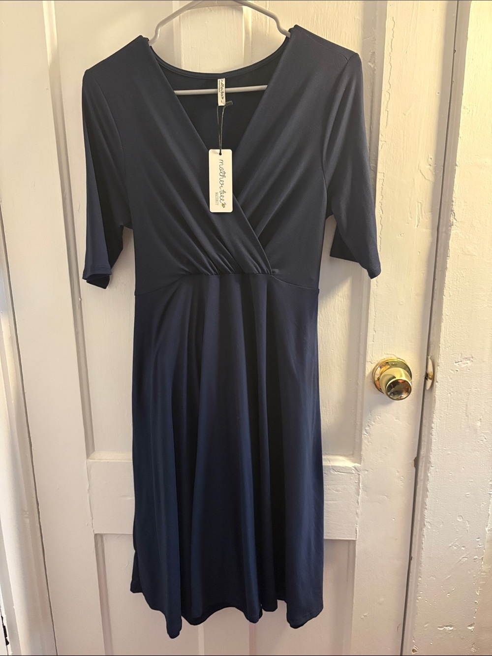 Mother Bee Navy Wrap-Style Midi Dress